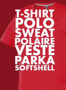 emplacements de personnalisation t-shirt polo sweat polaire veste parka softshell
